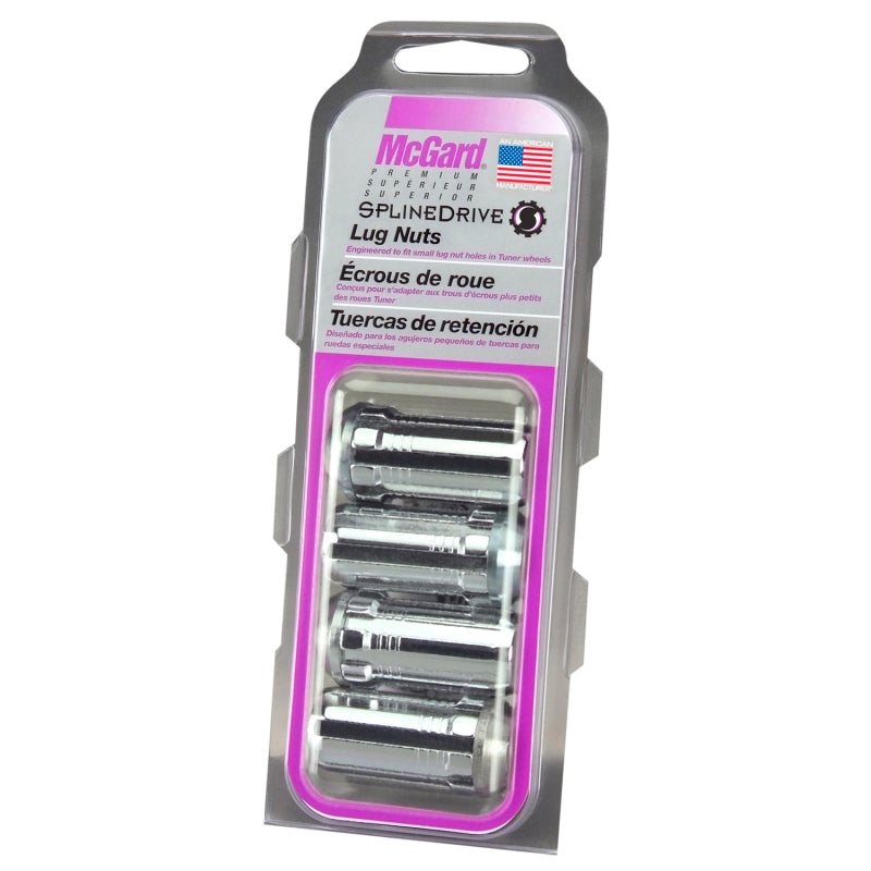 McGard SplineDrive Lug Nut (Cone Seat) M14X1.5 / 1.935in. Length (4-Pack) - Chrome (Req. Tool) 65310 65310 Photo - in package
