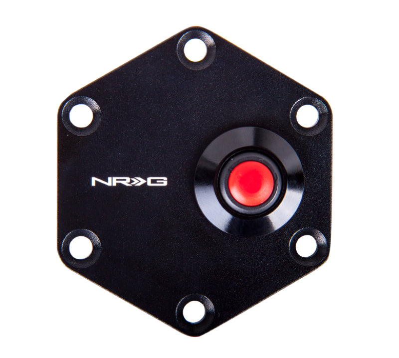 NRG Hexagonal Style Black Ring W/ Horn Button STR-600BK Photo - Primary