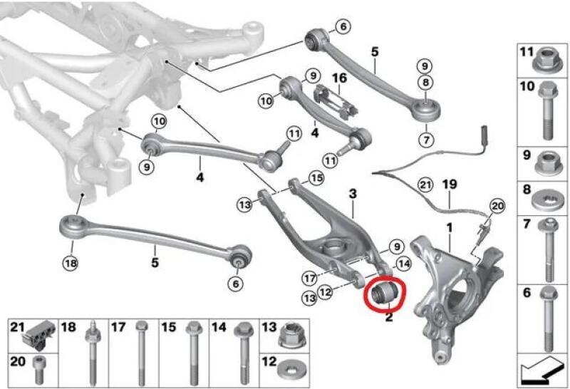 SPL Part Rear Lower Control Arm Knuckle Bushing for BMW E9X/E8X/F2X/F3X/F8X/G8X SPL RLCB E9X Photo - out of package