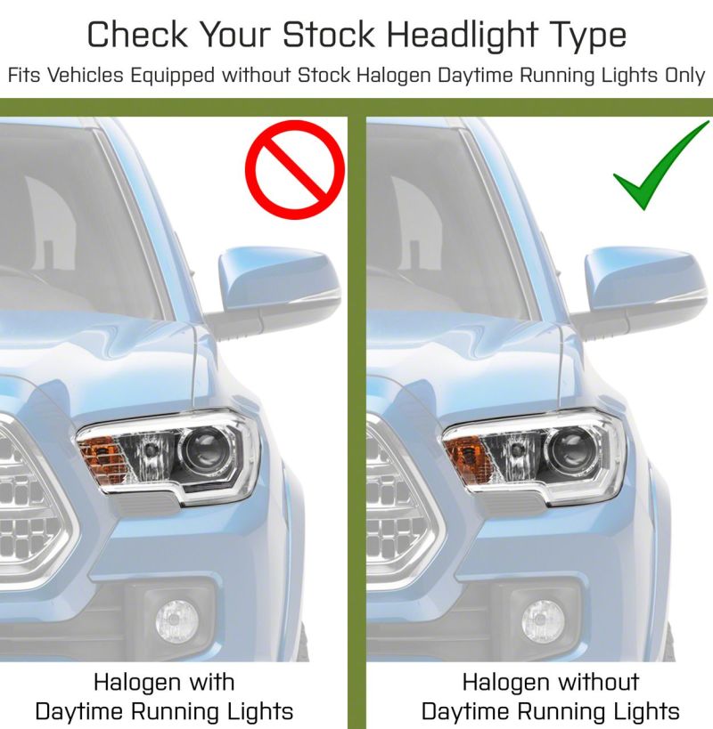 Raxiom 16-23 Toyota Tacoma w/ Factory Halogen DRL LED Headlights- Blk Housing (Clear Lens) TT8291 TT8291 Photo - Close Up