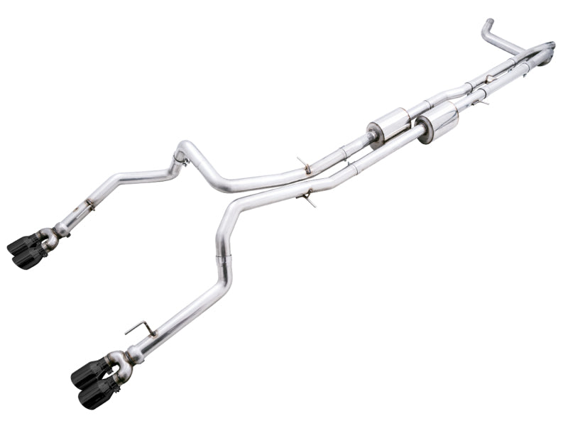 AWE Tuning 4th Gen GM 1500 6.2L 0FG Catback Split Rear Exit (w/ Bumper Cutouts) - Quad Diamond Tips 3015-43204 3015-43204 Photo - Primary