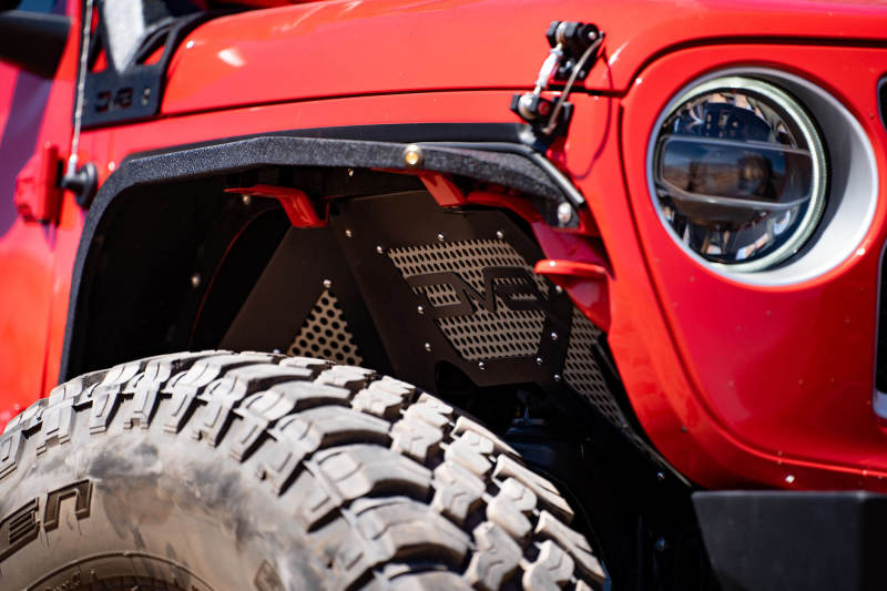 DV8 Offroad 2018+ Jeep Wrangler JL Front Inner Fenders - Black INFEND-03FB INFEND-03FB Photo - Mounted