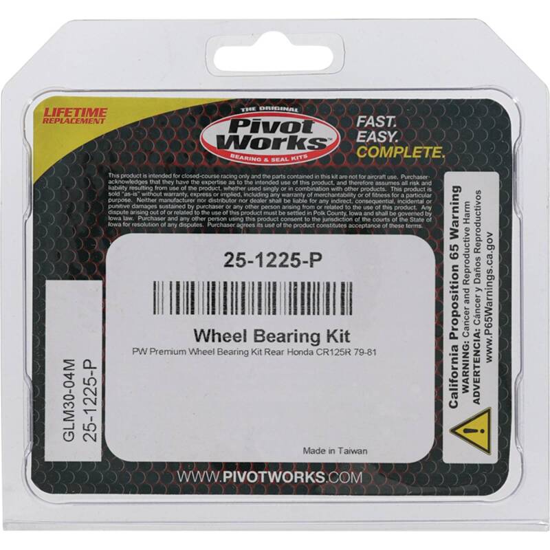 Pivot Works Honda Wheel Bearing Kit Premium Bearings 25-1225-P 25-1225-P Photo - Primary
