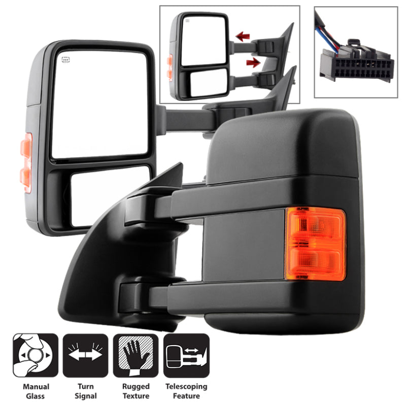 SPYDER xTune 99-15 Ford SuperDuty L/R Manual Extendable - Manual Adjust Mirror MIR-FDSD08S-MA-AM-SET 9935794 9935794 Photo - Primary