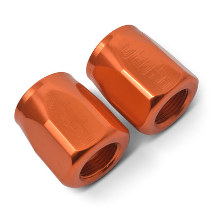 Russell Performance 2-Piece -8 AN Anodized Full Flow Swivel Hose End Sockets (Qty 2) - Orange 615534 615534 Photo - out of package