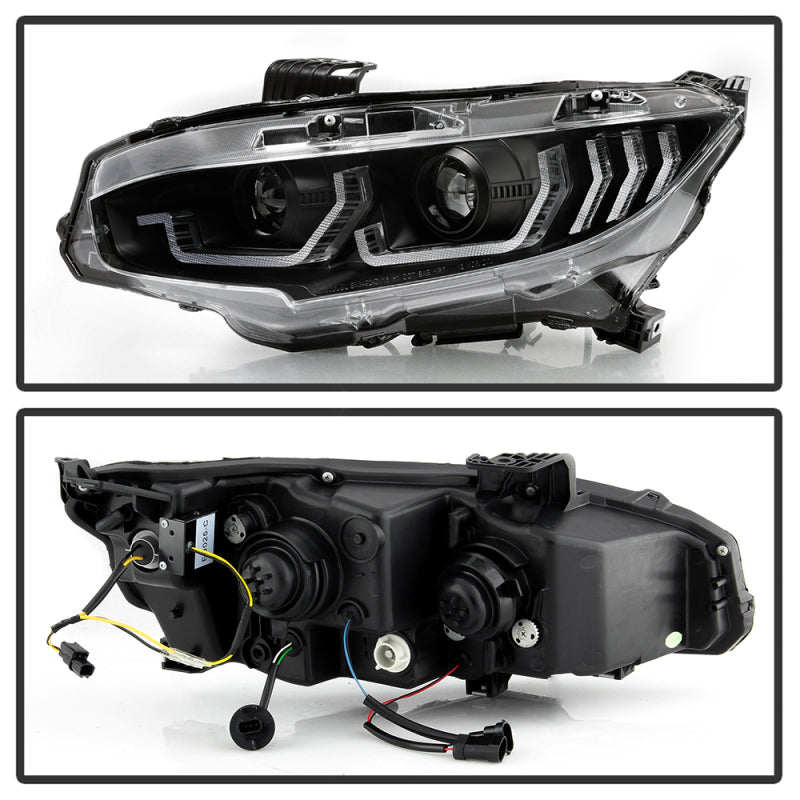 Spyder Honda Civic 16-18 2DR/4DR/Hatchback Headlight Black PRO-YD-HC16PL-SEQ-BK 5087539 5087539 User 1