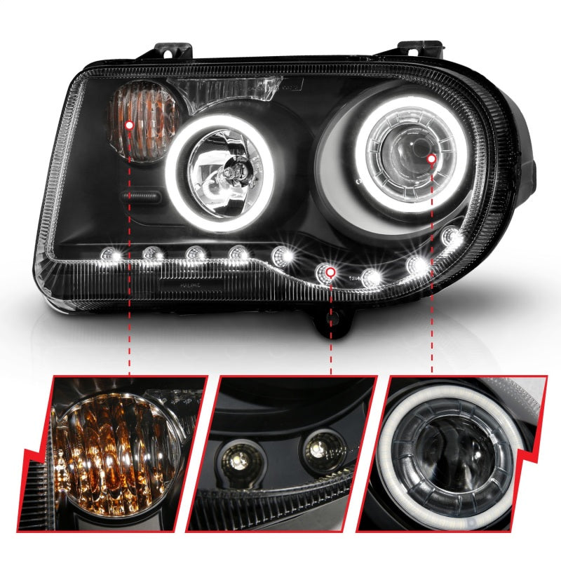 Anzo 2005-2010 Chrysler 300C Projector Headlights w/ Halo Black (CCFL) G2 121251 Photo - Unmounted
