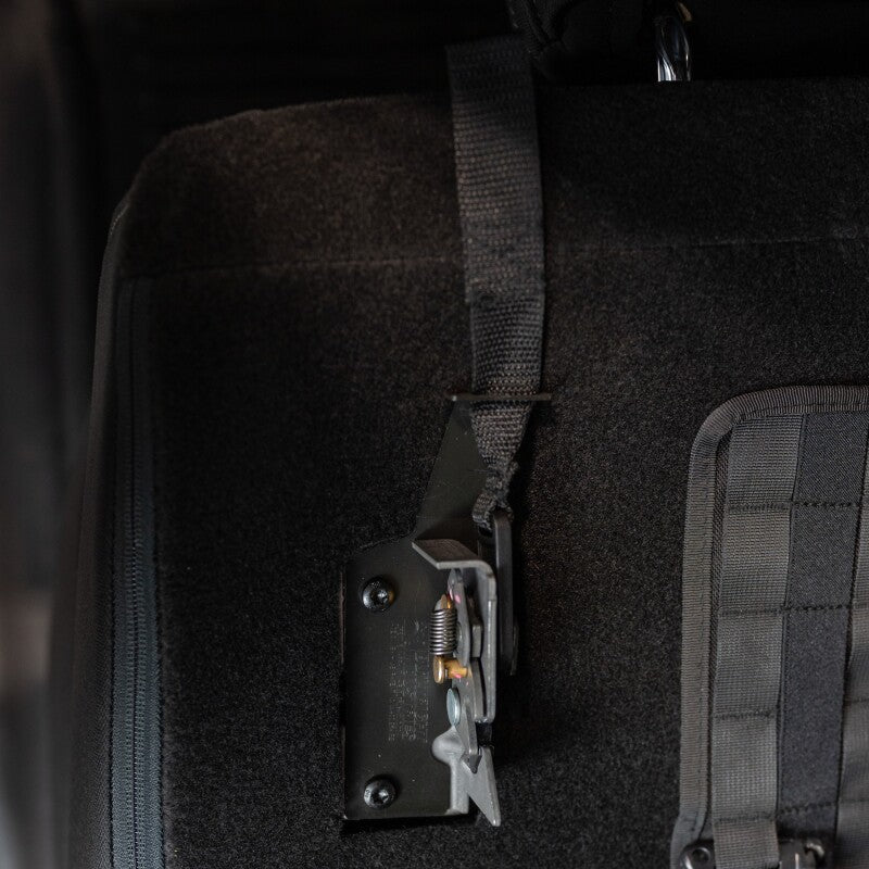 BuiltRight Industries 09-20 Ford F-150/Raptor (09-14 SuperCrew Only) Rear Seat Release - Black Strap 100100 100100 Photo - Mounted