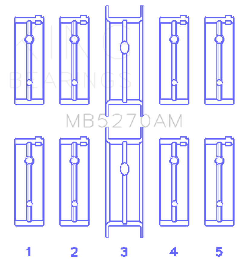 King Engine Bearings King Chrysler 148/148 Turbo DOHC 16V / Jeep 148 DOHC 16V (Size +0.75mm) Main Bearing Set MB5270AM0.75 MB5270AM0.75 Photo - Primary