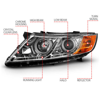 Anzo 2011-2013 Kia Optima Projector Headlights w/ Halo Chrome (CCFL) 121459 User 4