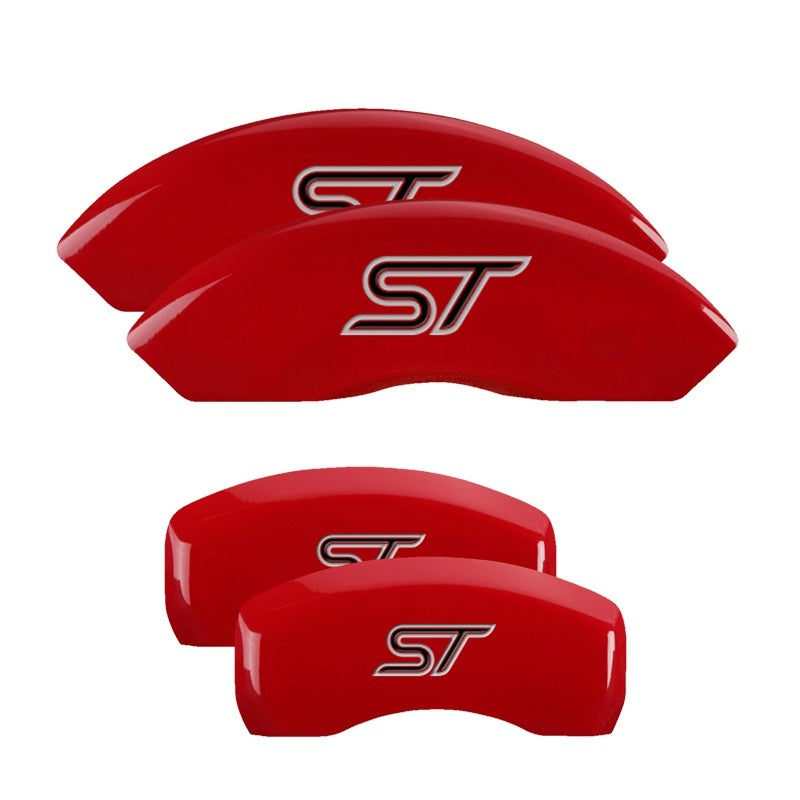 MGP Caliper Covers (Set of 4) Engraved Front & Rear No bolts/ST Red finish 10231SST1RD Photo - Primary