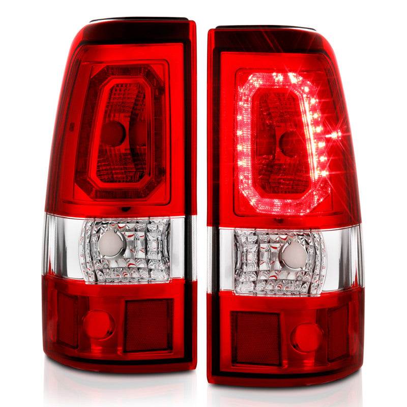 ANZO 1999-2002 Chevy Silverado 1500 LED Taillights Plank Style Chrome With Red/Clear Lens 311326 311326 Photo - Unmounted