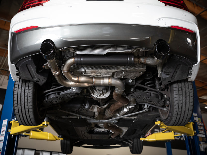 aFe MACHForce XP 3in to 2.5in 304 SS Axle-Back Exhaust w/ Polished Tips 14-16 BMW M235i 49-36348-P 49-36348-P Photo - Mounted