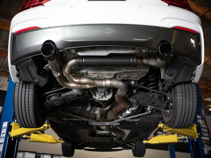 aFe MACHForce XP 3in to 2.5in 304 SS Axle-Back Exhaust w/ Polished Tips 14-16 BMW M235i 49-36348-P 49-36348-P Photo - Mounted