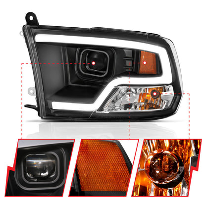 Anzo Dodge Ram 09-18 Projector Plank Style Headlight w/Halo Black Clear 111404 Photo - Close Up
