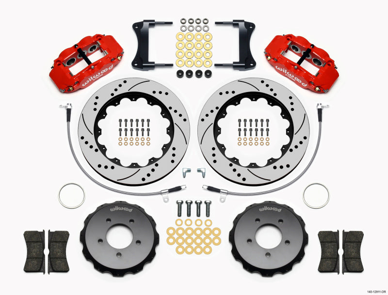 Wilwood Narrow Superlite 6R Front Hat Kit 14.00in Drill Red 2005-Up Mazda Miata w/ Lines 140-12911-DR 140-12911-DR Photo - Primary