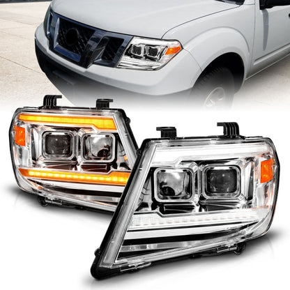 ANZO 09-20 Nissan Frontier Chrome Projector Plank Style DRL w/ Switchback & Sequential LED DRL 111598 111598 Photo - Primary