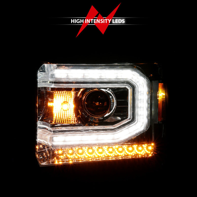 ANZO 2014-2015 Gmc Sierra 1500 Projector Headlights w/ Light Bar Chrome Housing (Halogen Type) 111514 111514 Photo - Unmounted