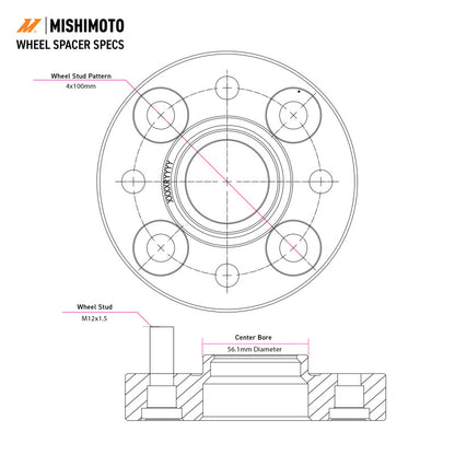 Mishimoto Wheel Spacers - 4x100 - 56.1 - 20 - M12 - Black MMWS-011-200BK MMWS-011-200BK Technical Drawing