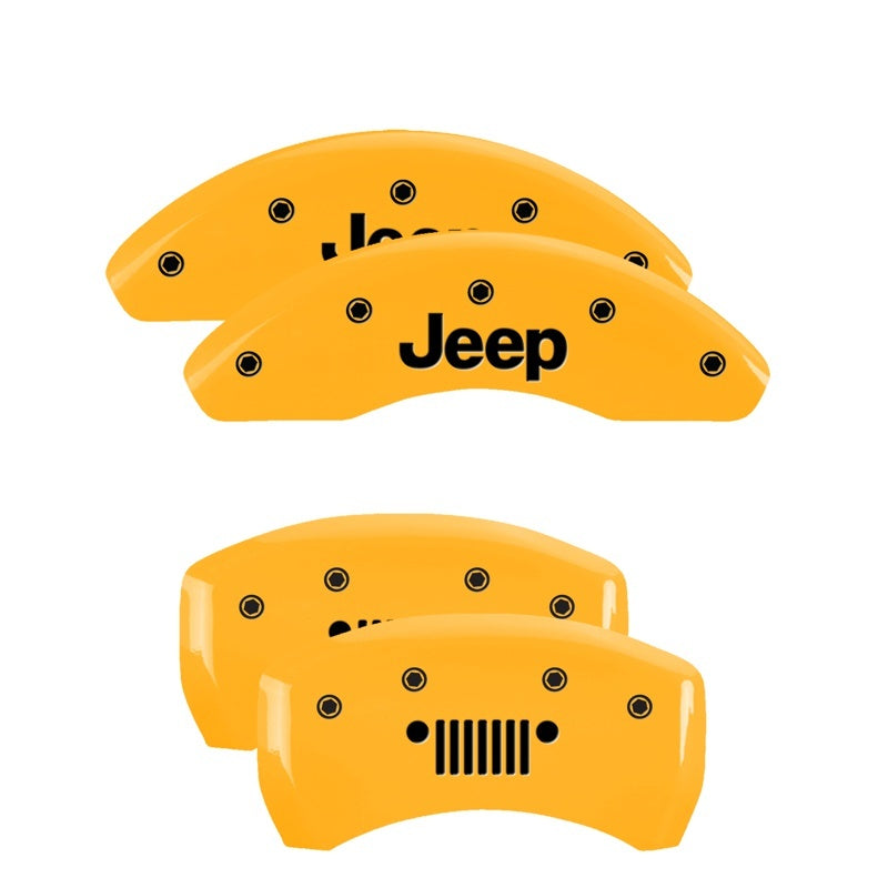 MGP 4 Caliper Covers Engraved Front JEEP Engraved Rear JEEP Grill logo Yellow finish black ch 42013SJPLYL 42013SJPLYL Photo - Primary