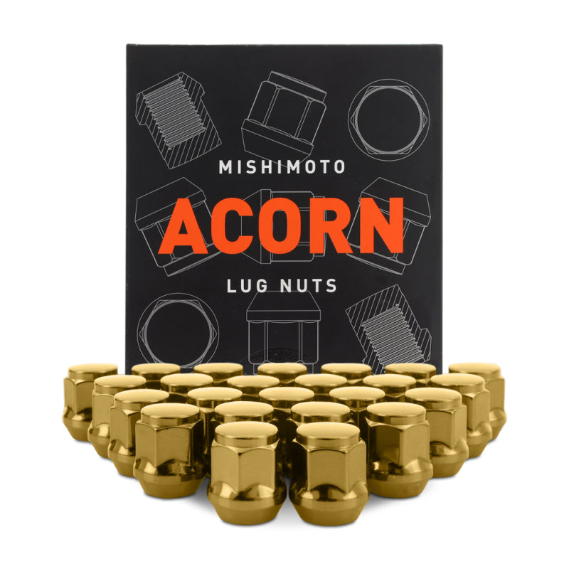 Mishimoto Steel Acorn Lug Nuts M12 x 1.5 - 24pc Set - Gold MMLG-AC1215-24GD MMLG-AC1215-24GD Photo - Primary