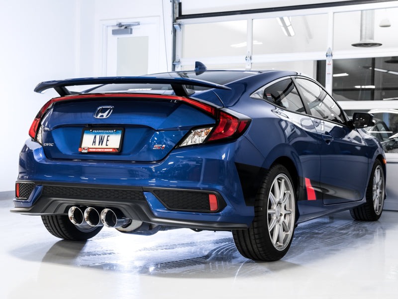 AWE Tuning 2016+ Honda Civic Si Touring Edition Exhaust w/Front Pipe & Triple Chrome Silver Tips 3015-52012 3015-52012 Photo - Mounted