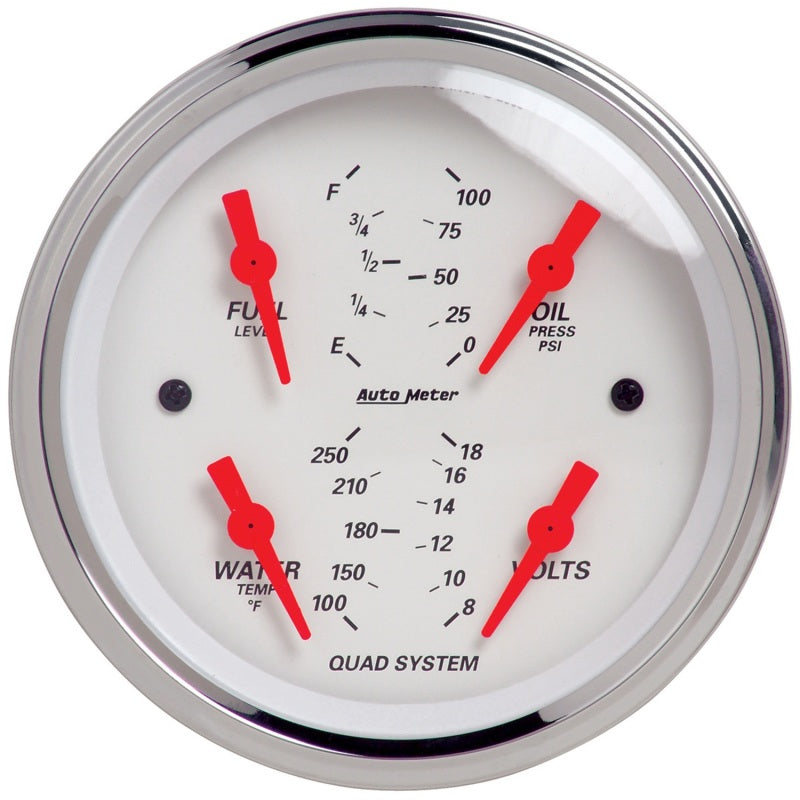 Autometer Gauge, Quad, 3 3/8", 240E-33F, Elec, Arctic White 1312 Photo - Primary