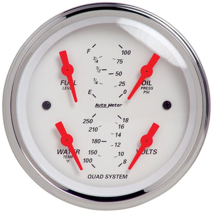 Autometer Gauge, Quad, 3 3/8", 240E-33F, Elec, Arctic White 1312 Photo - Primary