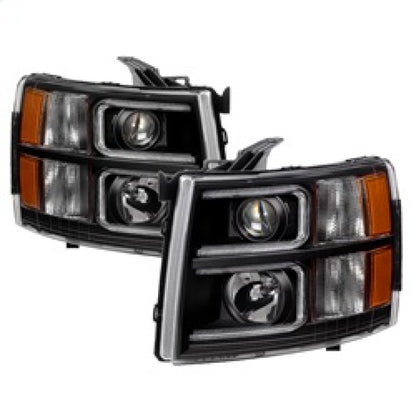 SPYDER Xtune Chevy Silverado 1500/2500/3500 07-13 Projector Headlights Black PRO-JH-CS07-LED-BK 9027796 9027796 Photo - Primary