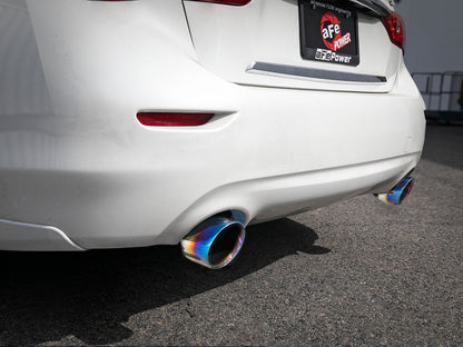 aFe Takeda 2.5in 304 SS Cat-Back Exhaust System w/ Blue Flame Tips 16-18 Infiniti Q50 V6-3.0L (tt) 49-36132NM-L 49-36132NM-L Photo - Mounted