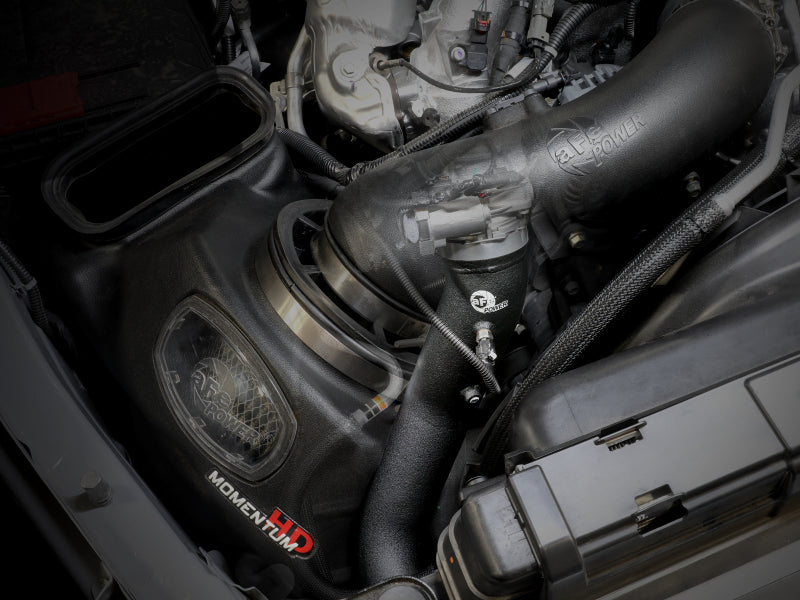 aFe 2024 GM Diesel Trucks V8 6.6L L5P BladeRunner Aluminum 3in Hot & 3.5in Cold Charge Pipe - Black 46-20704-B 46-20704-B Photo - Mounted
