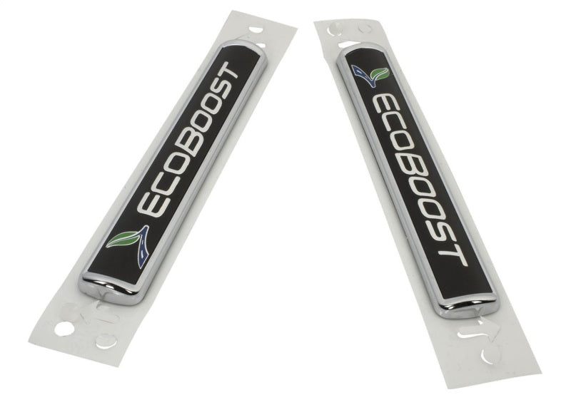 Ford Racing Black/Silver EcoBoost Emblem 3-1/2in x 9/16in - Set of 2 M-1447-EBBLK M-1447-EBBLK Photo - Unmounted