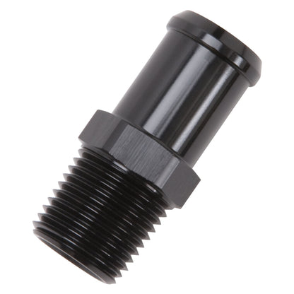 Edelbrock Hose End, Straight, 1/2" NPT TO 3/4" Barb, Black Anodize 8183 Photo - out of package