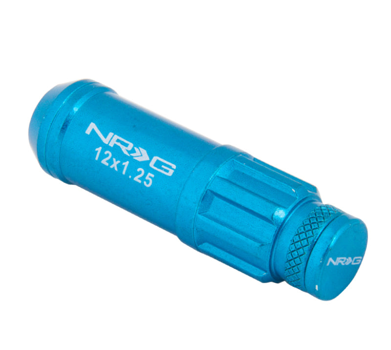 NRG M12 X 1.25 Steal Lug Nut W/ Dust Cap Cover Set 21 Pc Blue W/ Locks LN-LS710BL-21 Photo - Primary