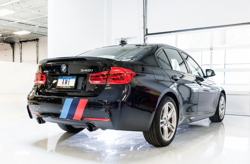 AWE Tuning BMW F3X 340i Touring Edition Axle-Back Exhaust - Chrome Silver Tips (102mm) 3010-32034 3010-32034 Photo - Mounted