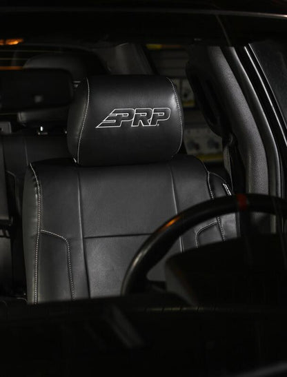 PRP Seats PRP 12-14 Ford Raptor Front Seat Covers (Pair) - Black w Silver Stitch B068-06 B068-06 Photo - Close Up