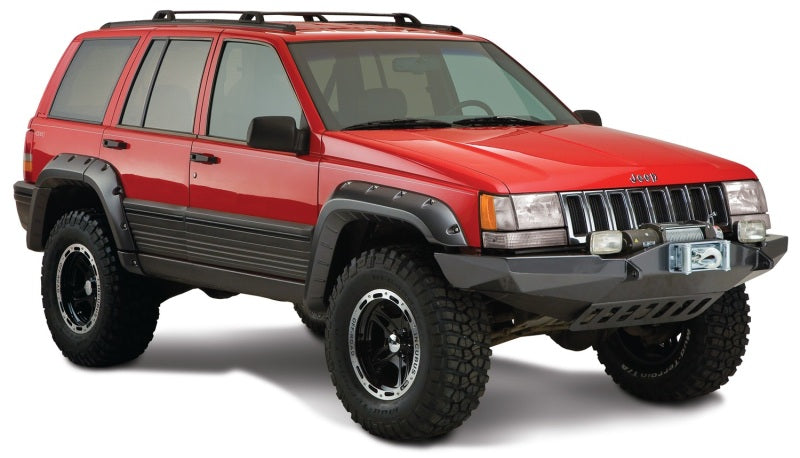Bushwacker 93-98 Jeep Grand Cherokee Cutout Style Flares 4pc - Black 10916-07 10916-07 Photo - Mounted
