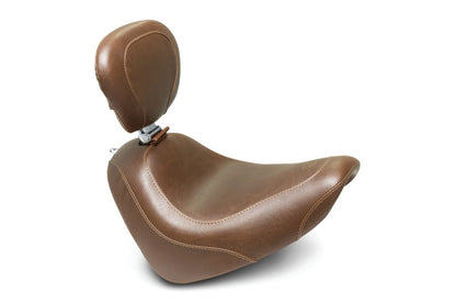 Mustang Motorcycle Mustang 18-21 Harley Fat Bob Wide Tripper Solo Seat w/Driver Backrest - Brown 83010 83010 Photo - Primary