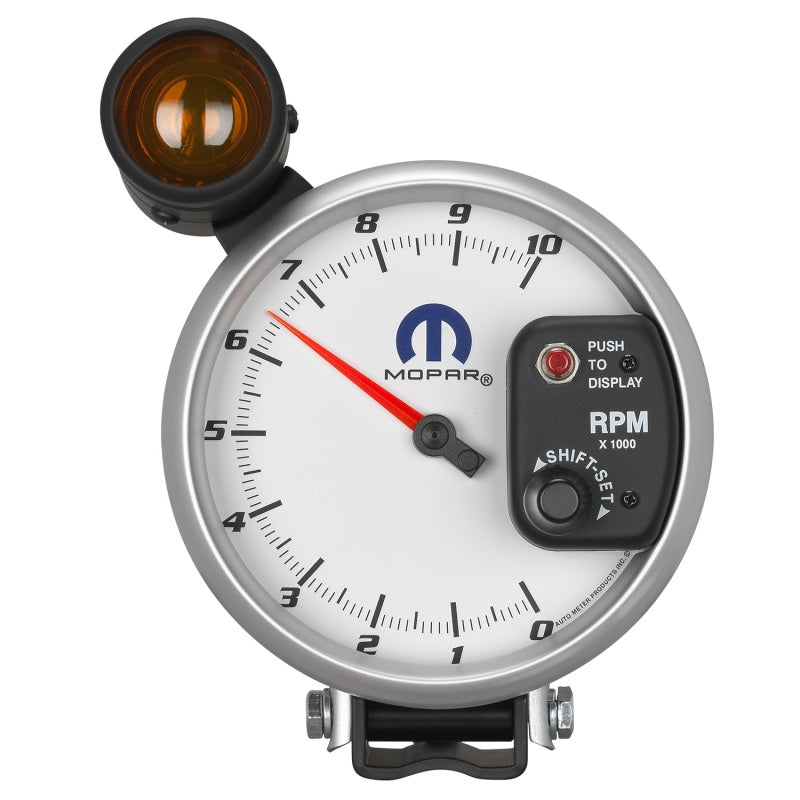 AutoMeter Mopar 5in / 10k RPM / Pedestal Mount White Tachometer w/ Shift Light 880410 880410 Photo - Primary