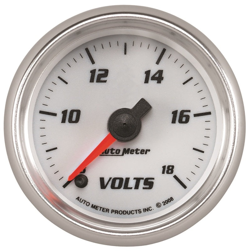 Autometer Pro-Cycle Gauge Voltmeter 2 1/16in 18V Digital Stepper Motor White 19792 19792 Photo - Primary