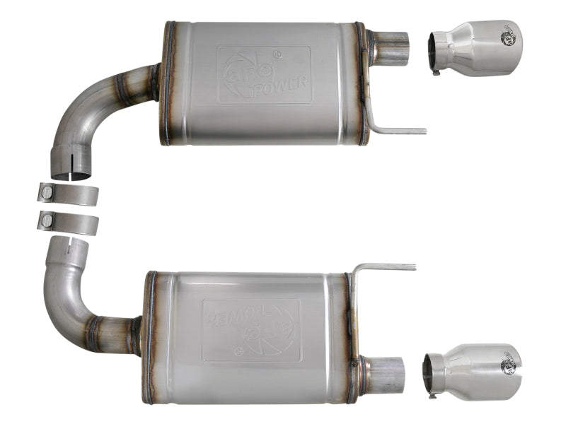 aFe MACH Force-Xp SS Axle Back Exhaust w/Polished Tips 15-17 Ford Mustang GT V8-5.0L 49-43105-P 49-43105-P Photo - Unmounted