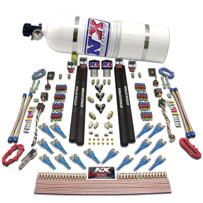 Nitrous Express Shark Dual Stage/Gas/Rails 16 Nozzles Nitrous Kit (200-1200HP) w/10lb Bottle 90208-10 90208-10 Photo - Primary