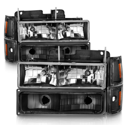 ANZO 88-98 Chevrolet C1500 Crystal Headlights Black 111505 111505 Photo - Unmounted