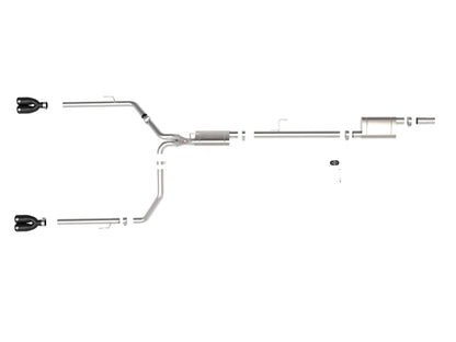 aFe Vulcan Series 3in-2-1/2in 304 SS Cat-Back 2020 Jeep Gladiator (JT) V6-3.6L w/ Black Tips 49-38084-B 49-38084-B Photo - Unmounted