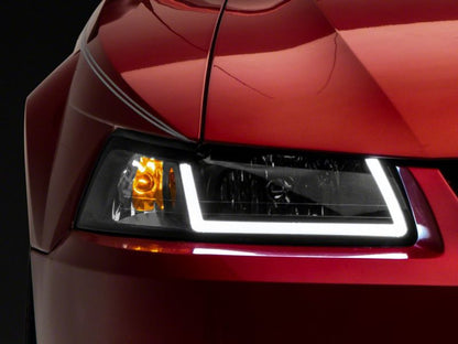 Raxiom 99-04 Ford Mustang Axial Series Headlights w/ LED Bar- Blk Housing (Clear Lens) 422712 422712 Photo - Close Up