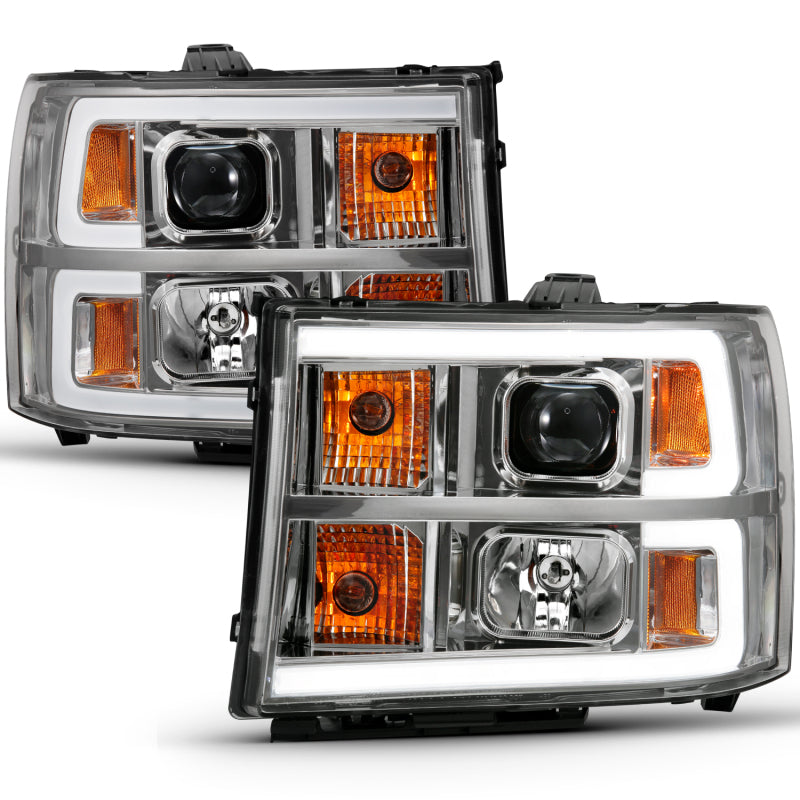 ANZO 2007-2013 Gmc Sierra 1500 Projector Headlight Plank Style Chrome w/ Clear Lens Amber 111483 111483 User 1
