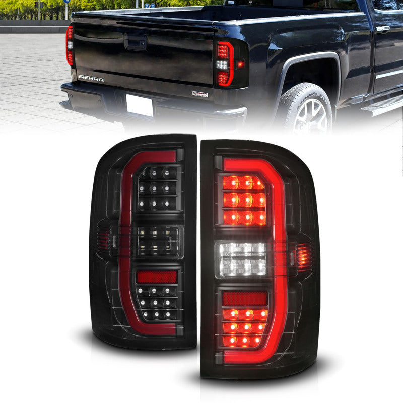 ANZO 14-18 GMC Sierra 1500 Full LED Taillights Black Housing Smoke Lens (w/C Light Bars) 311465 311465 Photo - Primary