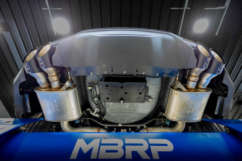 MBRP 15-24 Ford Mustang T304 SS 4in OD / 6.5in Length Quad Tip Cover Kit - Black Tip T5198BLK T5198BLK Photo - Mounted