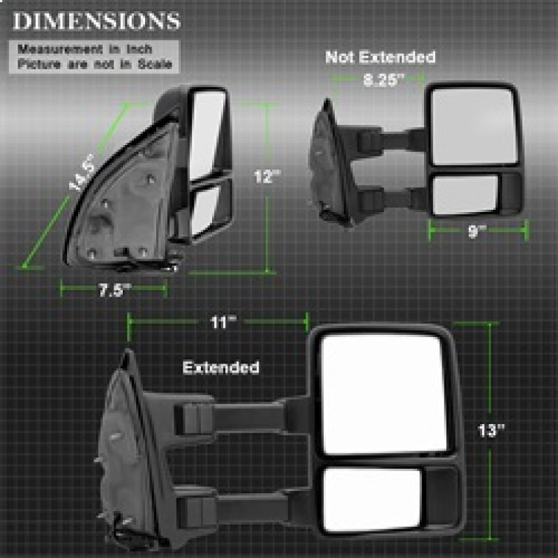 SPYDER Xtune Ford Superduty 99-14 Manual Extendable Manual Adjust Mirror Amber- Right MIR-FDSD08S-MA-AM-R 9933134 9933134 Photo - Unmounted