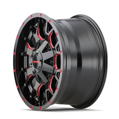 Mayhem 8015 Warrior 20x10 / 5x127 BP / -25mm Offset / 87mm Hub Black w/ Prism Red Wheel 8015-2152BTR 8015-2152BTR Photo - Primary